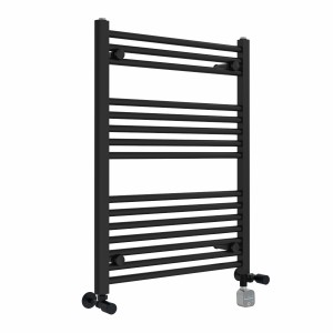 Bergen Dual Fuel Straight Black Thermostatic Towel Rail - Choice of Size and Element