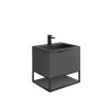 Reid 600mm LED Vanity Unit, Graphite Grey Basin with Black Frame and Shelf - Matt Grey
