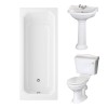 Dorchester Traditional Bathroom Suite 500mm 1 Tap Hole Basin with Traditional Single Ended Bath - 1700 x 750mm