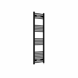 Fjord 1400 x 400mm Curved Black Prefilled Electric Heated Towel Rail