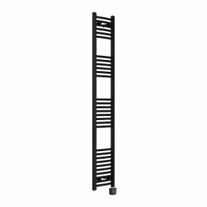 Fjord 1800 x 300mm Curved Black Thermostatic Wifi Control Electric Heated Towel Rail