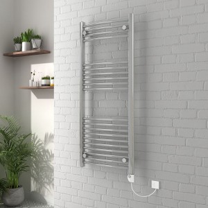 Vienna 1200 x 500mm Curved Chrome Electric Heated Thermostatic Towel Rail