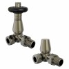 Traditional Thermostatic Corner Radiator Valves - Polished Antique Brass