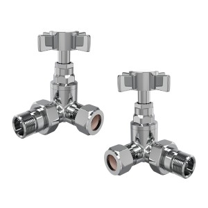 Traditional Corner Cross Head Radiator Valves - chrome