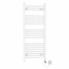 Bergen 1150 x 500mm Straight White Electric Towel Rail with White LCD Display Thermostatic Element