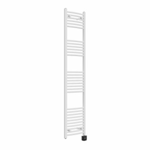 Fjord 1800 x 400mm Curved White Thermostatic Wifi Control Electric Heated Towel Rail