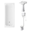 Wellington High Level Toilet with Sand Seat & 560mm 2 Tap Hole Basin with 1700 x 750mm Traditional Straight Bath Single Ended