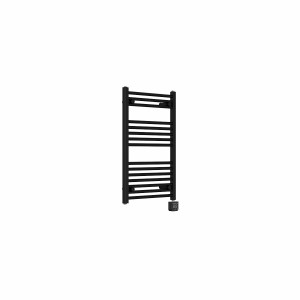 Bergen 800 x 500mm Straight Black Thermostatic Wifi Control Electric Heated Towel Rail