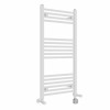 Bergen 1000 x 500mm Dual Fuel Straight White Thermostatic Electric Heated Towel Rail