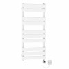 Juva 1000 x 450mm White Flat Panel Electric Towel Rail with White LCD Display Thermostatic Element