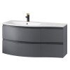 1000mm Gloss Grey Wall Hung Left Curved Drawer Vanity Unit with Basin