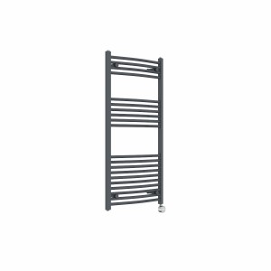 Fjord 1200 x 600mm Curved Anthracite Thermostatic Touch Control Electric Heated Towel Rail