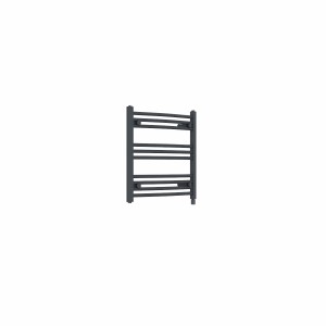 Fjord 600 x 600mm Curved Anthracite Prefilled Electric Heated Towel Rail