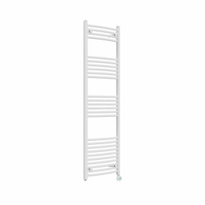 Fjord 1600 x 500mm Curved White Thermostatic Touch Control Wifi Electric Heated Towel Rail