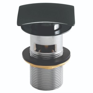 Black Square Slotted Click Clack Basin Waste Matt Black