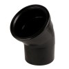 Soil Push Fit 110mm Single Socket 45 Degree Bend Black