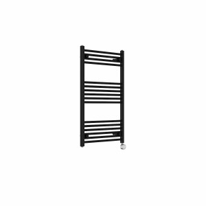 Bergen 1000 x 600mm Straight Black Thermostatic Touch Control Electric Heated Towel Rail