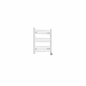 Fjord 600 x 600mm Curved White Thermostatic Touch Control Electric Heated Towel Rail