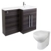 Calm Grey Right Hand Combination Vanity Unit Basin L Shape with Back to Wall Splash Toilet & Soft Close Seat & Concealed Cistern - 1100mm