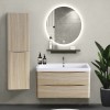 Light Oak Effect Wall Hung High Cabinet Cupboard 1400mm - Left Hand