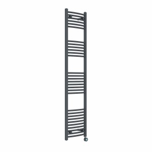 Fjord 1800 x 400mm Curved Anthracite Thermostatic Touch Control Wifi Electric Heated Towel Rail