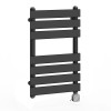 Juva 650 x 400mm Satin Black Flat Panel Electric Thermostatic Heated Designer Towel Rail
