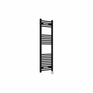 Bergen 1200 x 400mm Straight Black Thermostatic Touch Control Electric Heated Towel Rail