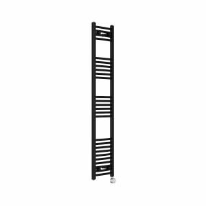 Fjord 1600 x 300mm Curved Black Thermostatic Touch Control Electric Heated Towel Rail