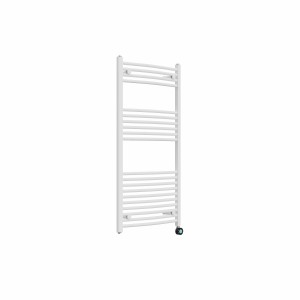 Fjord 1200 x 600mm Curved White Thermostatic Touch Control Electric Heated Towel Rail
