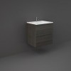 RAK-Joy 600mm Two Door Wall Hung Vanity Unit With Slim Basin - Moka Walnut