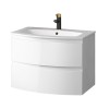 700mm Gloss White Wall Hung Curved Vanity Unit with Basin