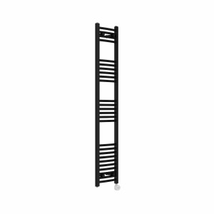 Fjord 1600 x 300mm Curved Black Thermostatic Touch Control Electric Heated Towel Rail
