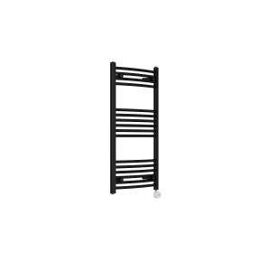 Fjord 1000 x 500mm Curved Black Thermostatic Touch Control Electric Heated Towel Rail