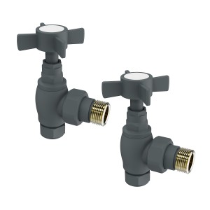 Traditional Angled Cross Head Radiator Valves - Anthracite