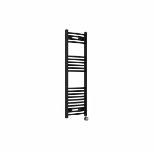 Fjord 1200 x 400mm Curved Black Thermostatic Touch Control Electric Heated Towel Rail