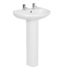 Invigorate 550mm 2 Tap Hole Wash Basin with Full Pedestal
