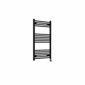Bergen 1000 x 600mm Straight Black Thermostatic Touch Control Wifi Electric Heated Towel Rail