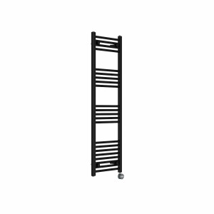 Bergen 1400 x 400mm Straight Black Thermostatic Touch Control Electric Heated Towel Rail