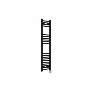 Bergen 1200 x 300mm Straight Black Thermostatic Touch Control Wifi Electric Heated Towel Rail