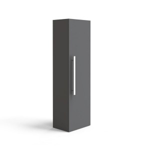 Calm Gloss Grey Wall Mounted Tall Bathroom Storage Unit