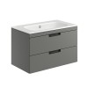 Rydal 800mm Wall Hung Vanity with Black Handles & Basin - Matt Grey