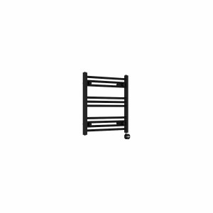 Bergen 600 x 600mm Straight Black Thermostatic Touch Control Electric Heated Towel Rail