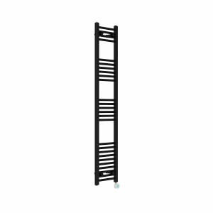 Bergen 1600 x 300mm Straight Black Thermostatic Touch Control Electric Heated Towel Rail