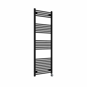 Bergen 1600 x 600mm Straight Black Thermostatic Touch Control Electric Heated Towel Rail