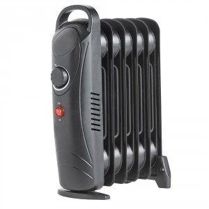 Otta 380 x 280mm Black Portable 6 Fin Oil Filled Electric Radiator - 800W