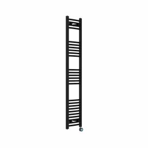 Fjord 1600 x 300mm Curved Black Thermostatic Touch Control Wifi Electric Heated Towel Rail