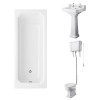Wellington High Level Toilet with Sand Seat & 500mm 2 Tap Hole Basin with 1700 x 750mm Traditional Straight Bath Single Ended