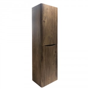 Grey Oak Effect Wall Hung High Cabinet Cupboard 1400mm - Left Hand