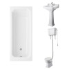 Wellington High Level Comfort Height Toilet with Sand Seat & 500mm 1 Tap Hole Basin with 1700 x 750mm Traditional Straight Bath Single Ended