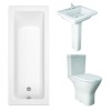 RAK Resort Maxi Open Back Toilet with 550mm Basin Modern Bathroom Suite and Single Ended Bath with Front Panel - 1700 x 700mm